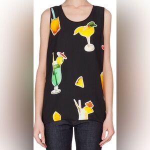 Victoria by Victoria Beckham scoop neck cocktail print top